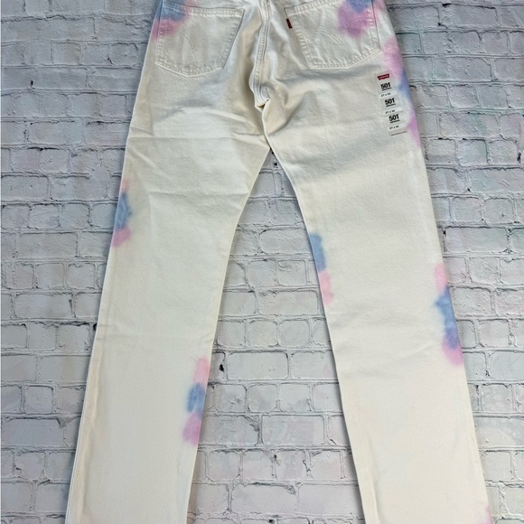 NWT Levi’s 501 white high rise fitted hip and thigh straight leg jeans 27x32 - Picture 5 of 14